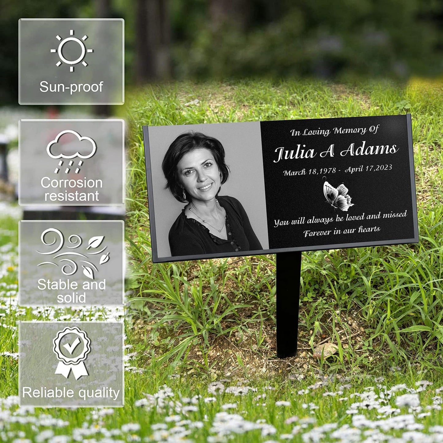 Personalized Memorial Stones,headstones for Graves,Grave Markers for Cemetery Cemetery plaques for Grave Outdoor Plaque,Black Granite Headstone,Grave Marker,tombstones for Graves