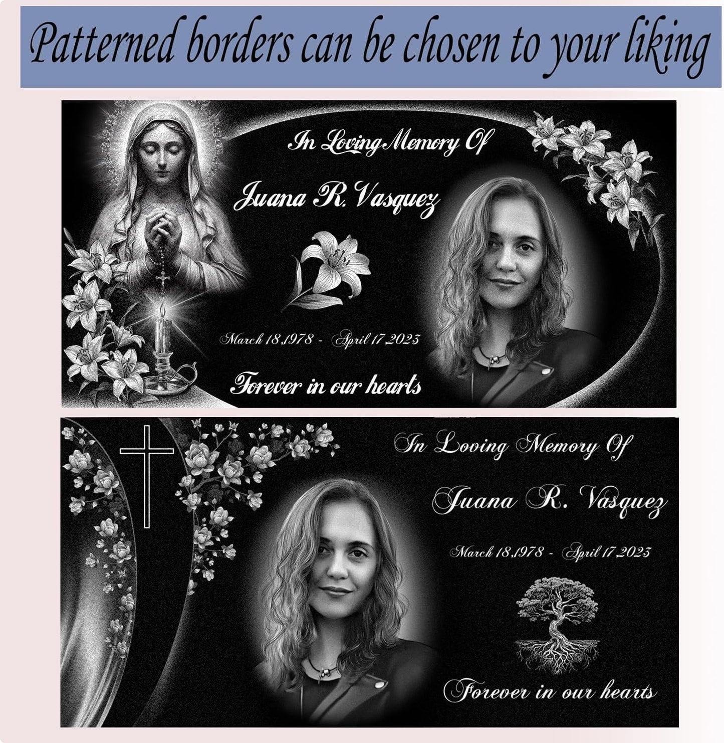 16 x 8" Customized Grave Markers Themes，cemetery plaques for grave,Grave Markers, Outdoors Grave Plaques, Cemetery Memorial Stones, headstones for Humans,tombstones for Graves