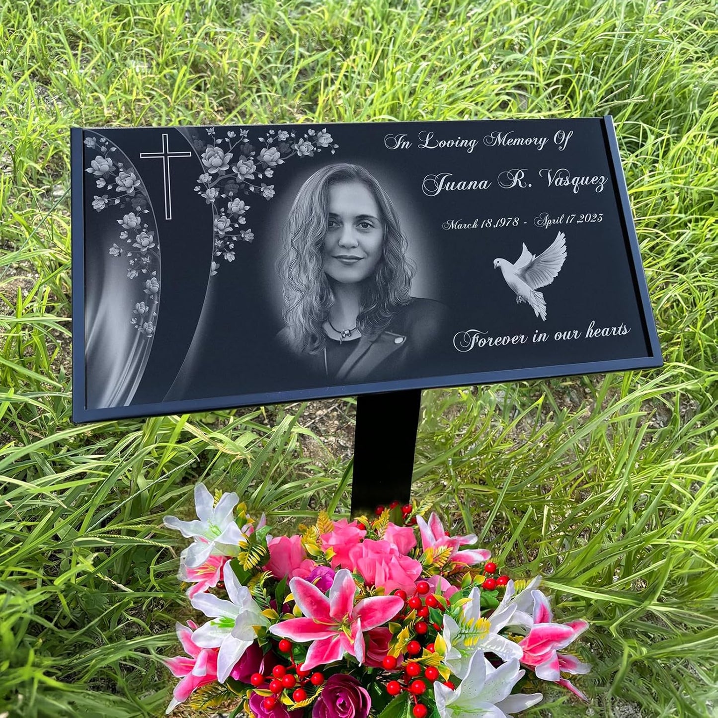 16 x 8" Customized Grave Markers Themes，cemetery plaques for grave,Grave Markers, Outdoors Grave Plaques, Cemetery Memorial Stones, headstones for Humans,tombstones for Graves