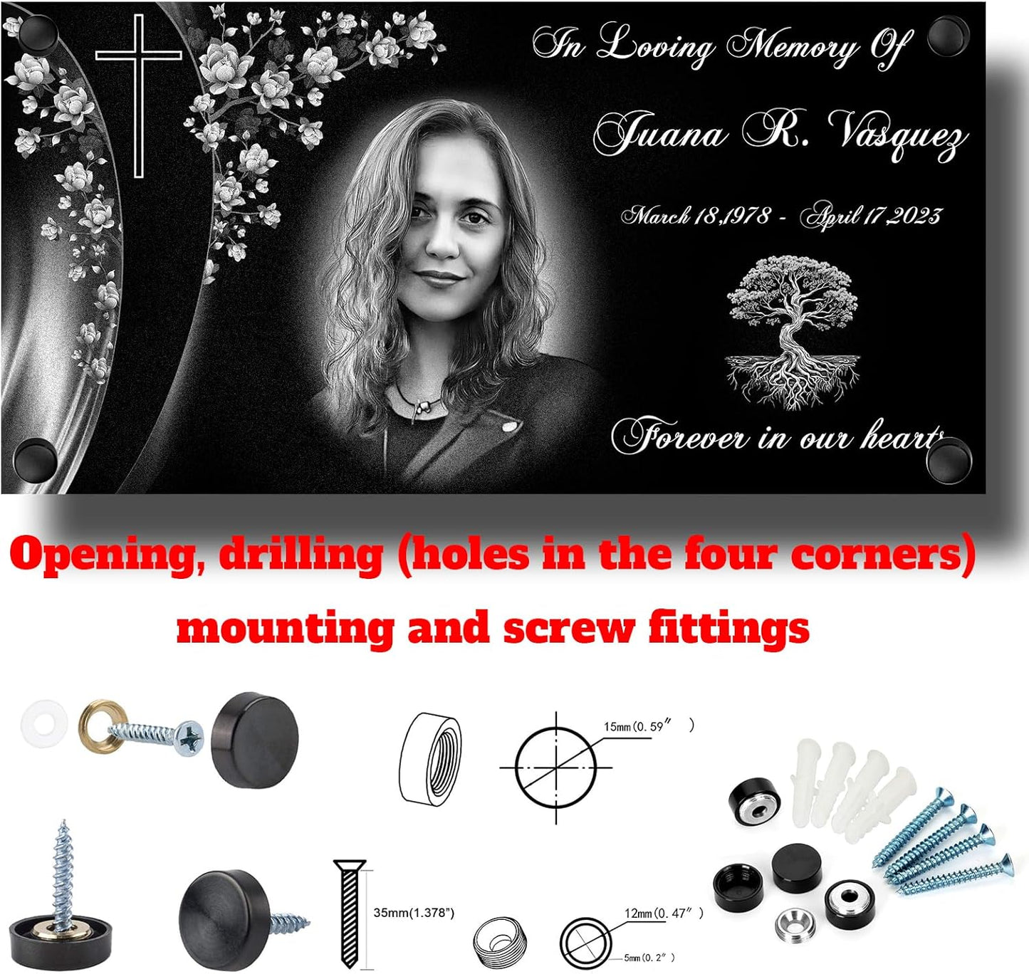 16 x 8" Customized Grave Markers Themes，cemetery plaques for grave,Grave Markers, Outdoors Grave Plaques, Cemetery Memorial Stones, headstones for Humans,tombstones for Graves